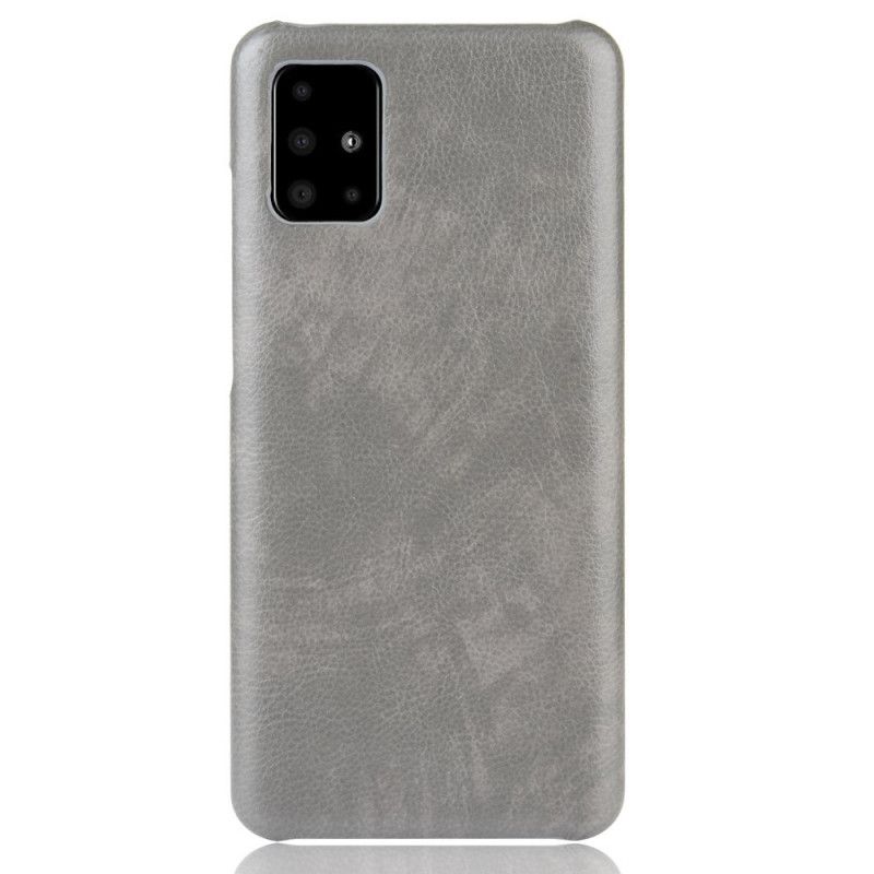 Cover Hoesje Samsung Galaxy A71 Grijs Zwart Telefoonhoesje Lychee Leereffect