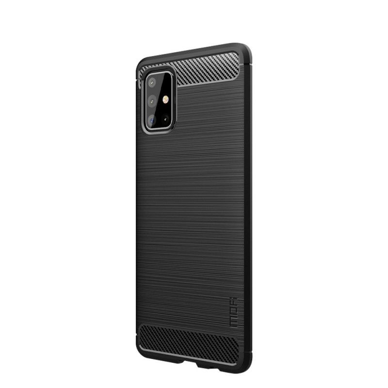 Cover Hoesje Samsung Galaxy A71 Grijs Zwart Telefoonhoesje Mofi Geborstelde Koolstofvezel