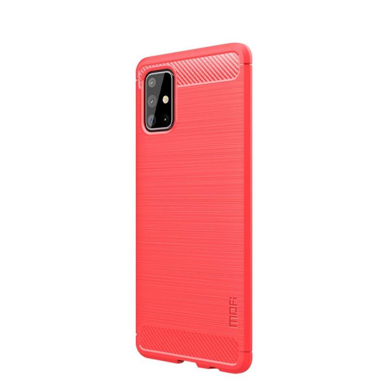 Cover Hoesje Samsung Galaxy A71 Grijs Zwart Telefoonhoesje Mofi Geborstelde Koolstofvezel