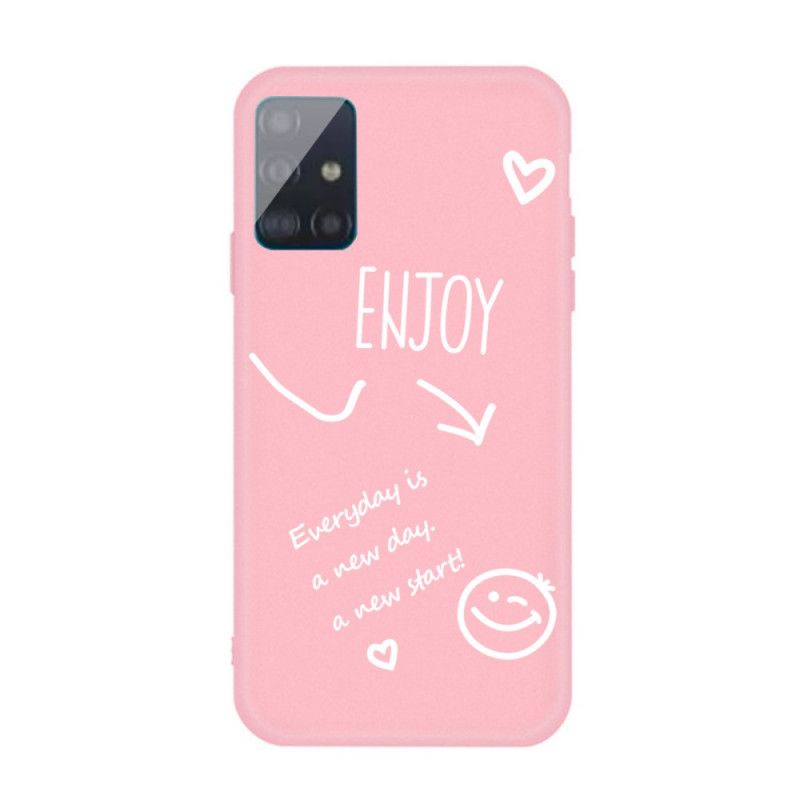 Cover Hoesje Samsung Galaxy A71 Grijs Zwart Telefoonhoesje Siliconen Genieten