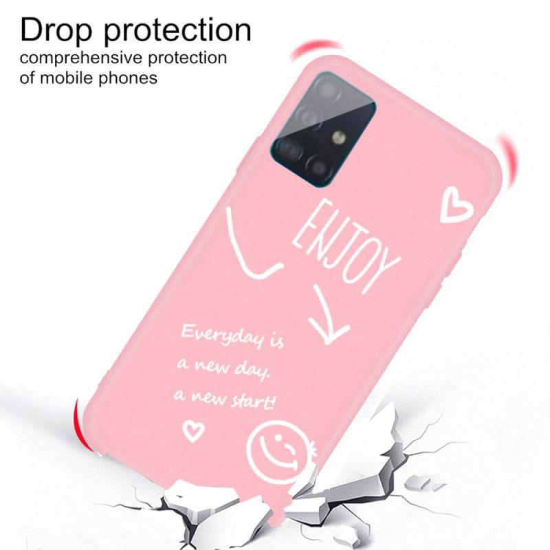 Cover Hoesje Samsung Galaxy A71 Grijs Zwart Telefoonhoesje Siliconen Genieten