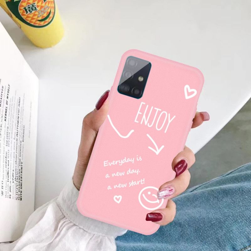 Cover Hoesje Samsung Galaxy A71 Grijs Zwart Telefoonhoesje Siliconen Genieten