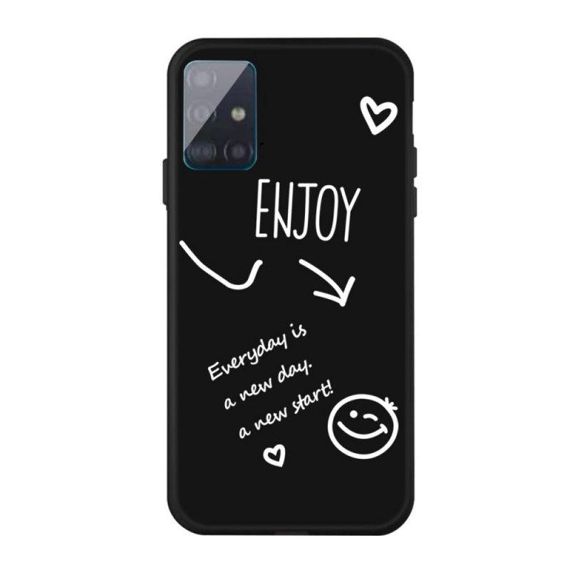 Cover Hoesje Samsung Galaxy A71 Grijs Zwart Telefoonhoesje Siliconen Genieten