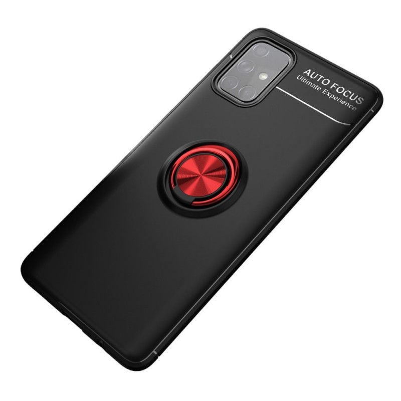 Cover Hoesje Samsung Galaxy A71 Rood Zwart Telefoonhoesje Roterende Ring