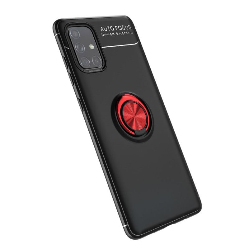 Cover Hoesje Samsung Galaxy A71 Rood Zwart Telefoonhoesje Roterende Ring