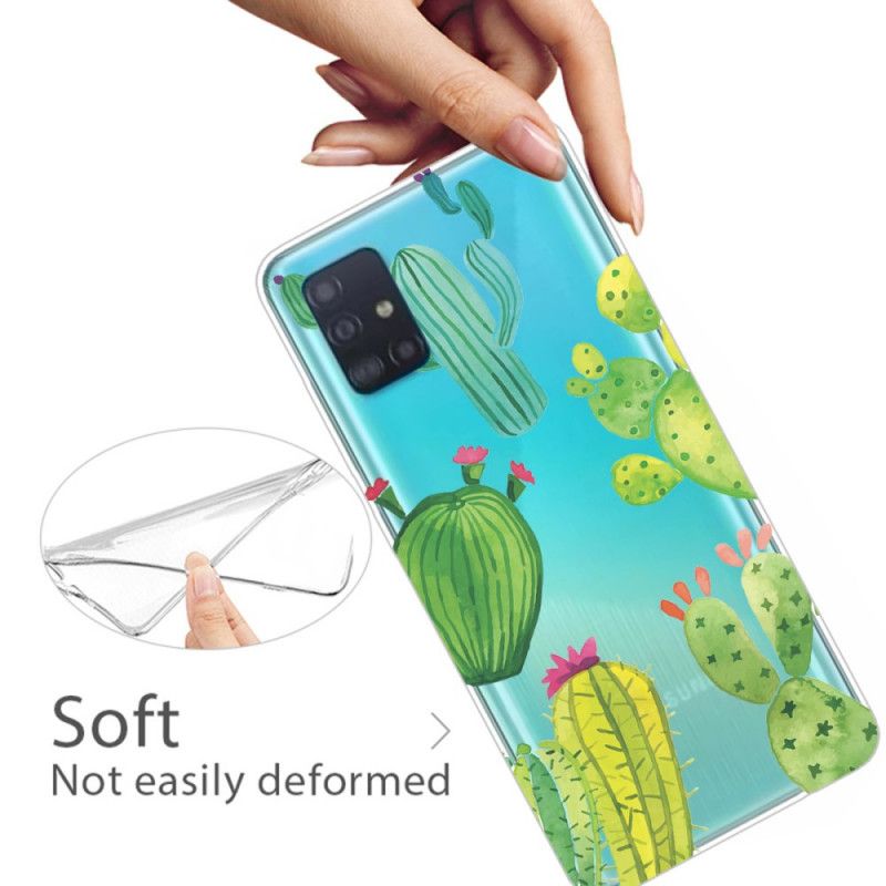 Cover Hoesje Samsung Galaxy A71 Telefoonhoesje Aquarel Cactus