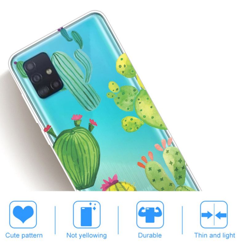 Cover Hoesje Samsung Galaxy A71 Telefoonhoesje Aquarel Cactus