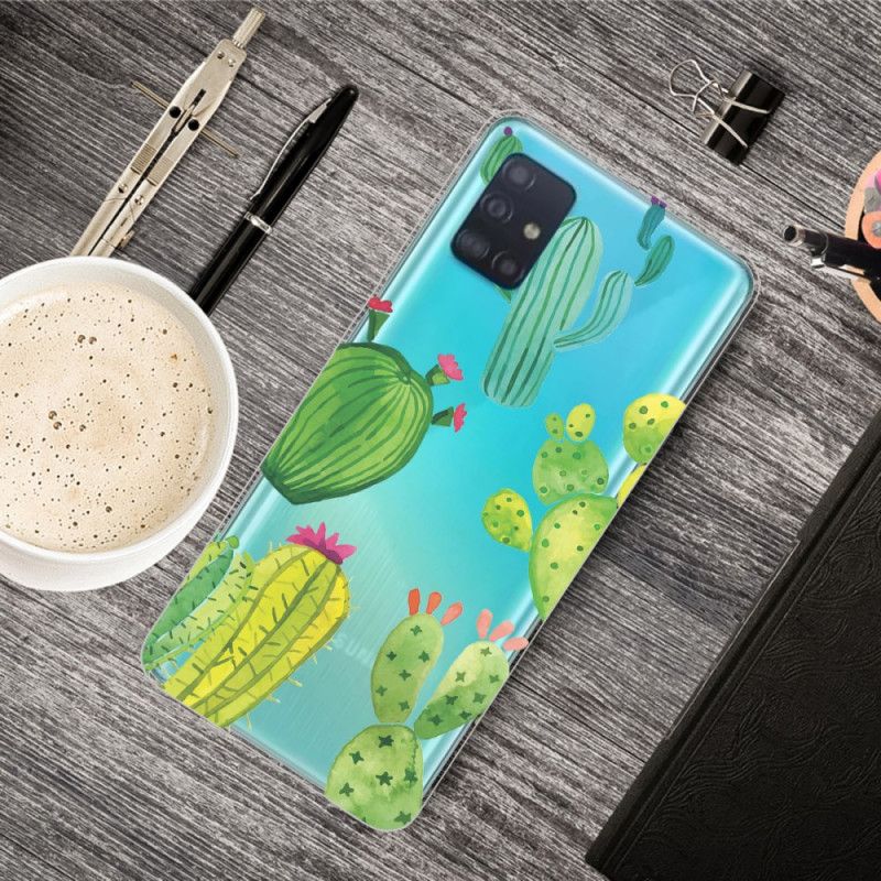 Cover Hoesje Samsung Galaxy A71 Telefoonhoesje Aquarel Cactus