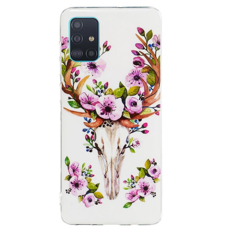 Cover Hoesje Samsung Galaxy A71 Telefoonhoesje Fluorescerende Bloeiende Eland