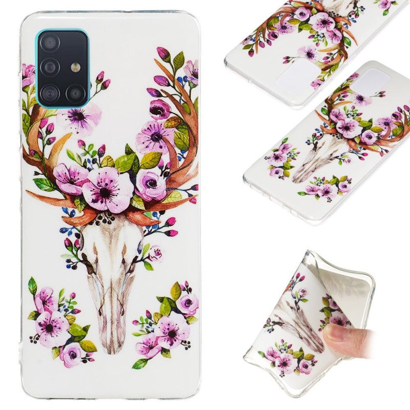 Cover Hoesje Samsung Galaxy A71 Telefoonhoesje Fluorescerende Bloeiende Eland