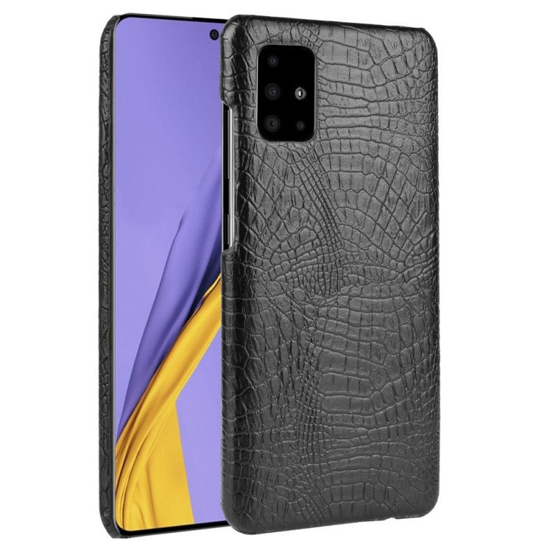 Cover Hoesje Samsung Galaxy A71 Wit Zwart Telefoonhoesje Krokodillenhuideffect