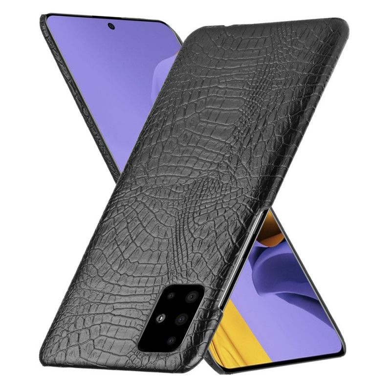 Cover Hoesje Samsung Galaxy A71 Wit Zwart Telefoonhoesje Krokodillenhuideffect