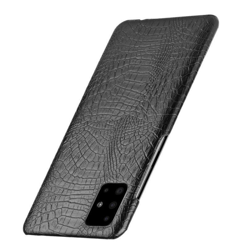 Cover Hoesje Samsung Galaxy A71 Wit Zwart Telefoonhoesje Krokodillenhuideffect