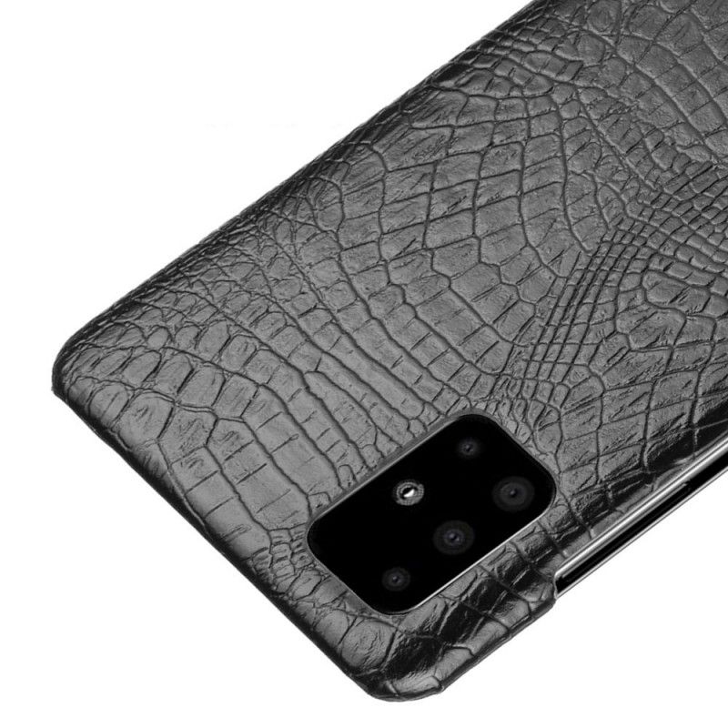 Cover Hoesje Samsung Galaxy A71 Wit Zwart Telefoonhoesje Krokodillenhuideffect