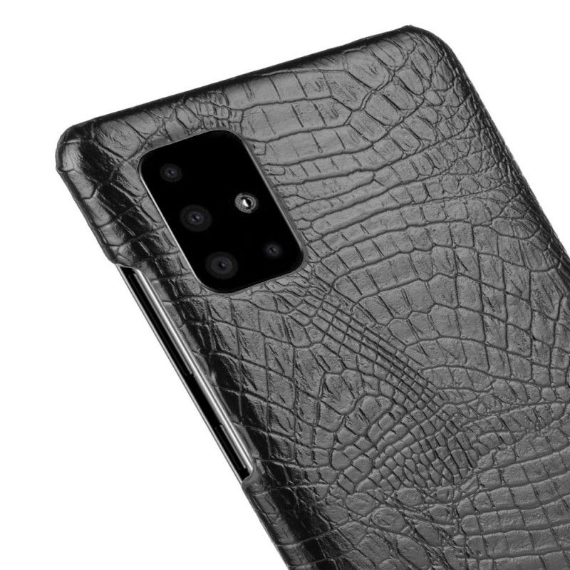 Cover Hoesje Samsung Galaxy A71 Wit Zwart Telefoonhoesje Krokodillenhuideffect