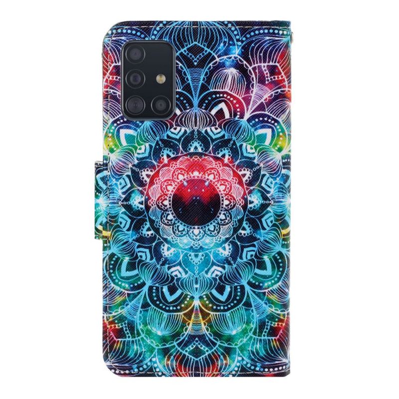 Flip Case Leren Samsung Galaxy A71 Flitsende Mandala Met String