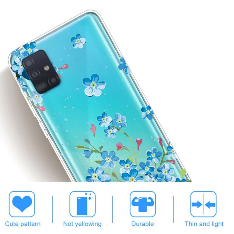 Hoesje Samsung Galaxy A71 Blauwe Bloemen