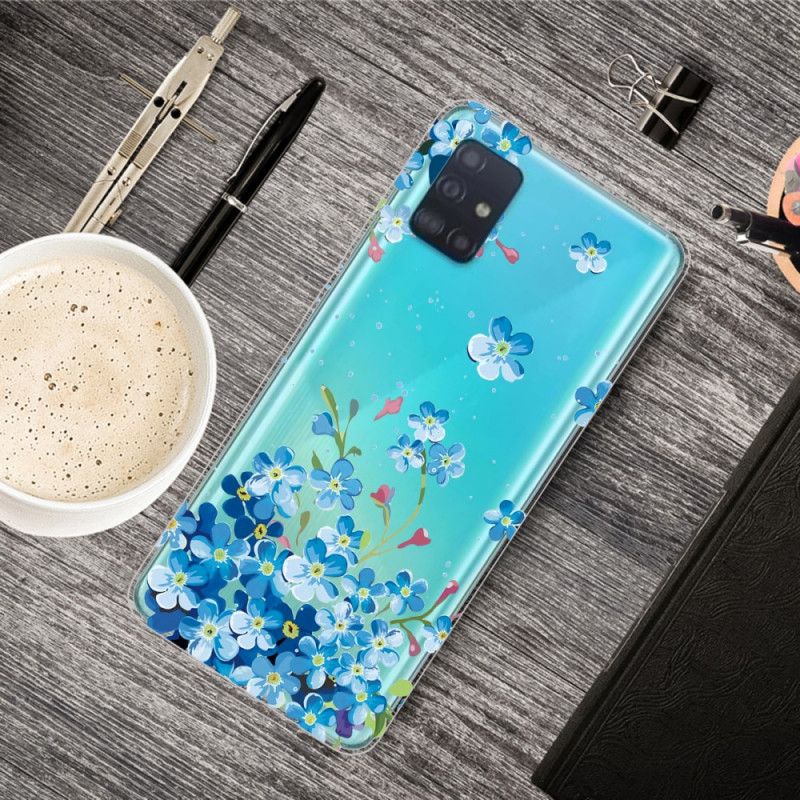 Hoesje Samsung Galaxy A71 Blauwe Bloemen