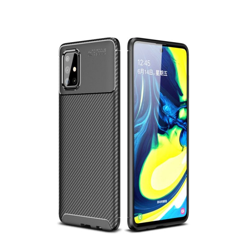 Hoesje Samsung Galaxy A71 Donkerblauw Zwart Flexibele Koolstofvezeltextuur