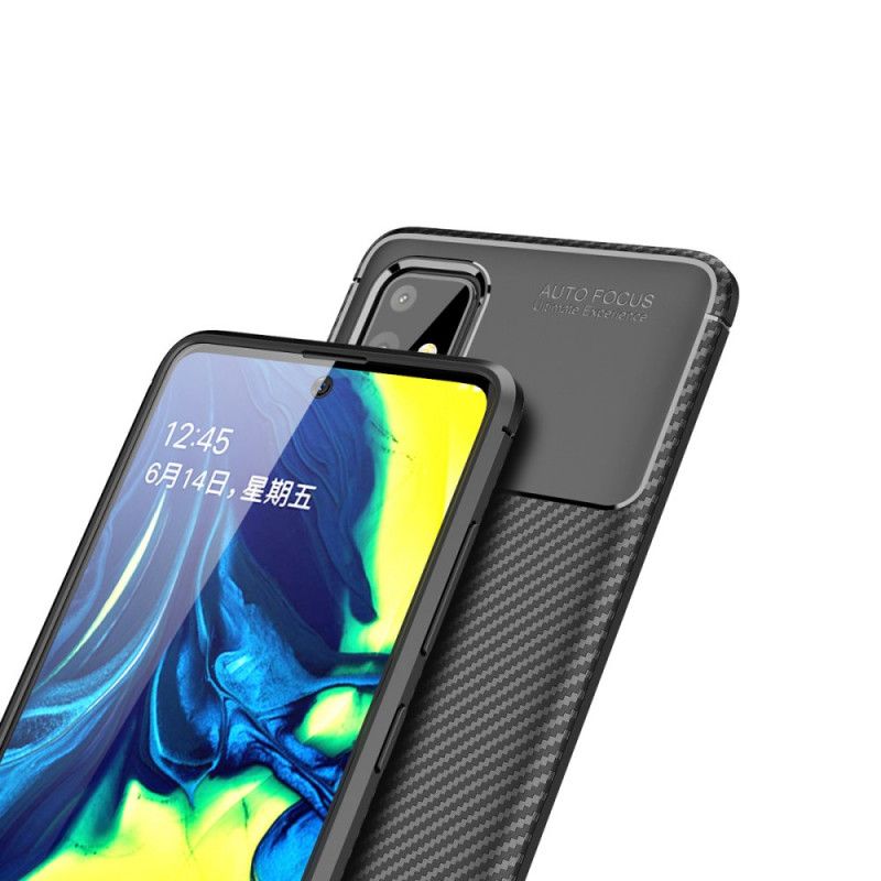 Hoesje Samsung Galaxy A71 Donkerblauw Zwart Flexibele Koolstofvezeltextuur