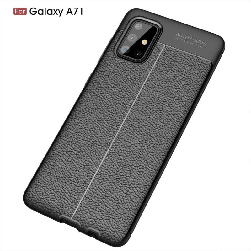 Hoesje Samsung Galaxy A71 Rood Zwart Dubbellijns Lychee Leereffect