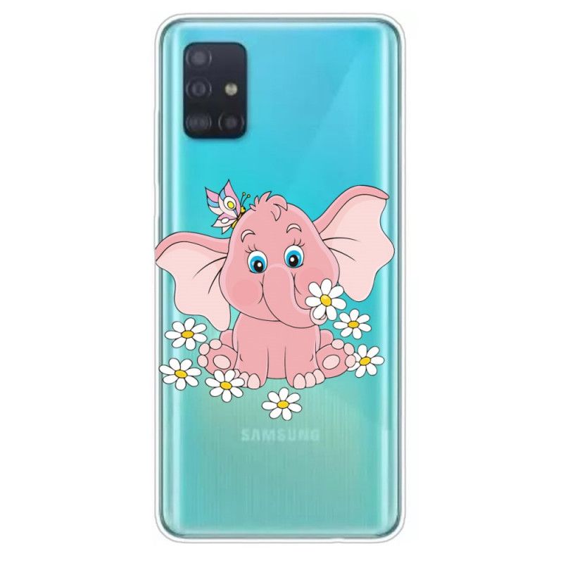 Hoesje Samsung Galaxy A71 Transparant Roze Olifant