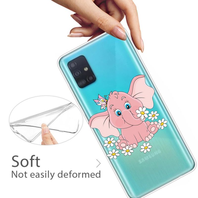 Hoesje Samsung Galaxy A71 Transparant Roze Olifant