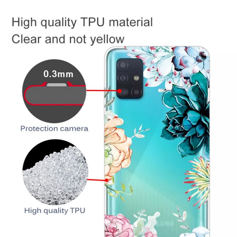 Hoesje Samsung Galaxy A71 Transparante Aquarelbloemen