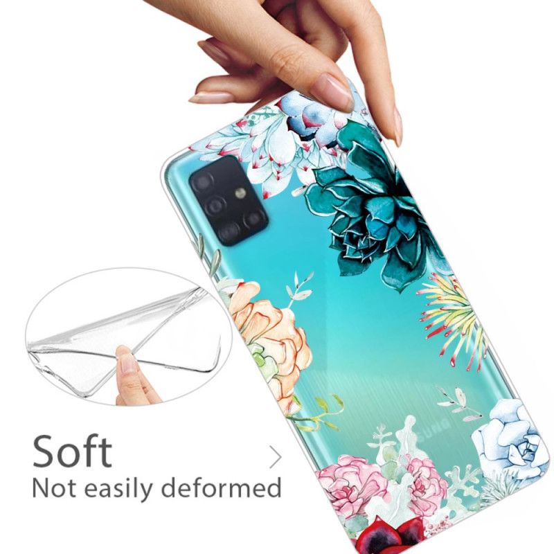 Hoesje Samsung Galaxy A71 Transparante Aquarelbloemen