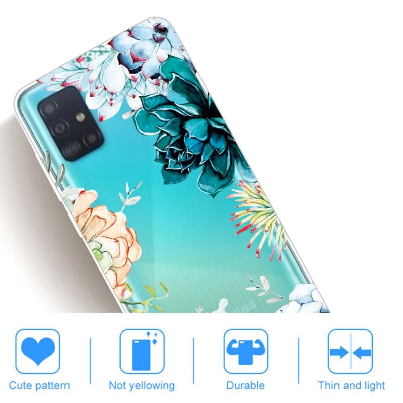 Hoesje Samsung Galaxy A71 Transparante Aquarelbloemen