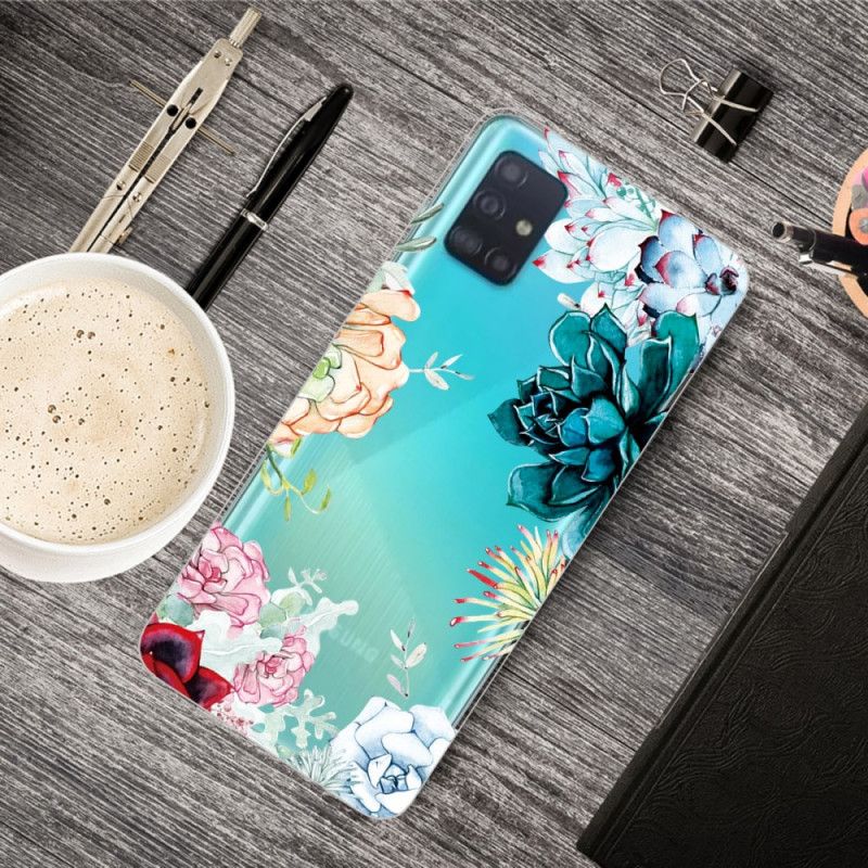 Hoesje Samsung Galaxy A71 Transparante Aquarelbloemen