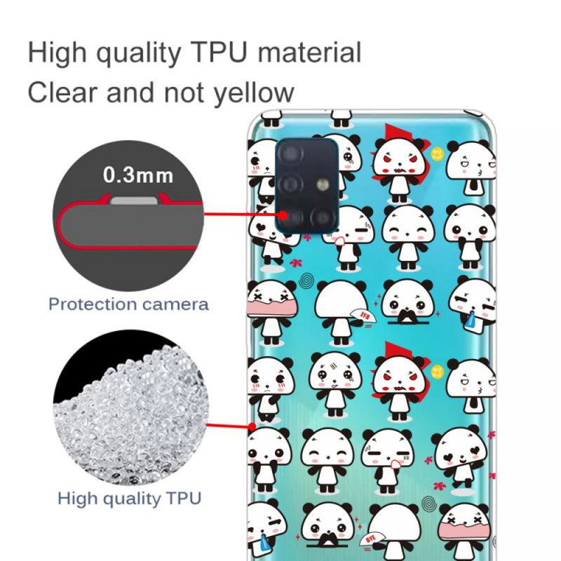 Hoesje voor Samsung Galaxy A71 Transparante Grappige Panda'S