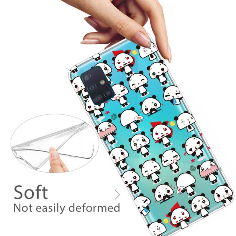 Hoesje voor Samsung Galaxy A71 Transparante Grappige Panda'S