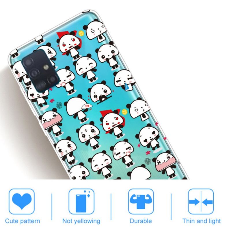 Hoesje voor Samsung Galaxy A71 Transparante Grappige Panda'S