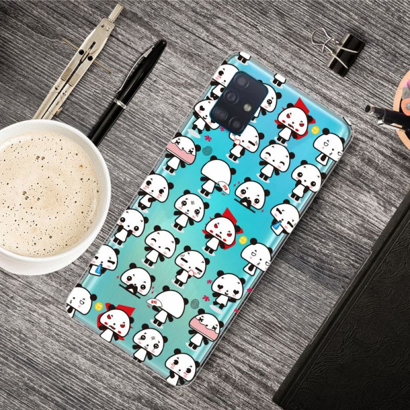 Hoesje voor Samsung Galaxy A71 Transparante Grappige Panda'S