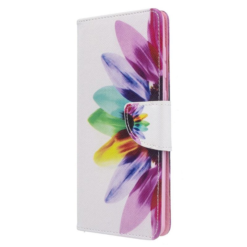 Leren Hoesje Samsung Galaxy A71 Aquarelbloem