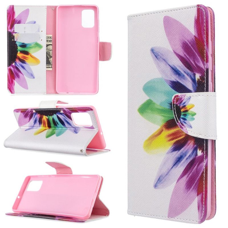 Leren Hoesje Samsung Galaxy A71 Aquarelbloem