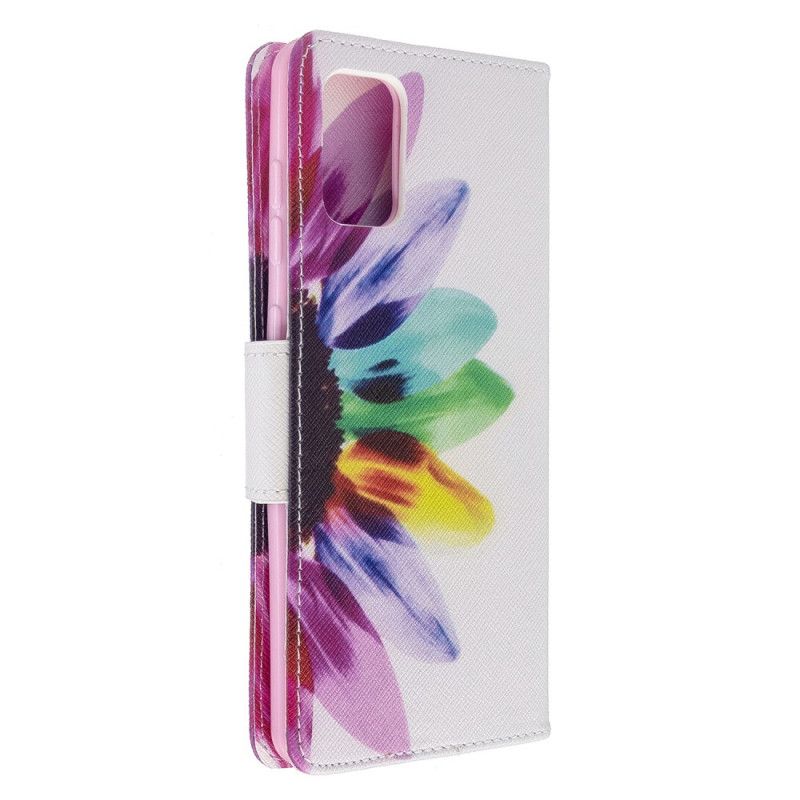 Leren Hoesje Samsung Galaxy A71 Aquarelbloem