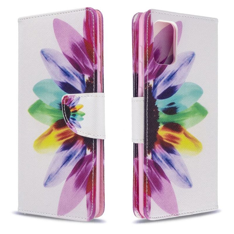 Leren Hoesje Samsung Galaxy A71 Aquarelbloem