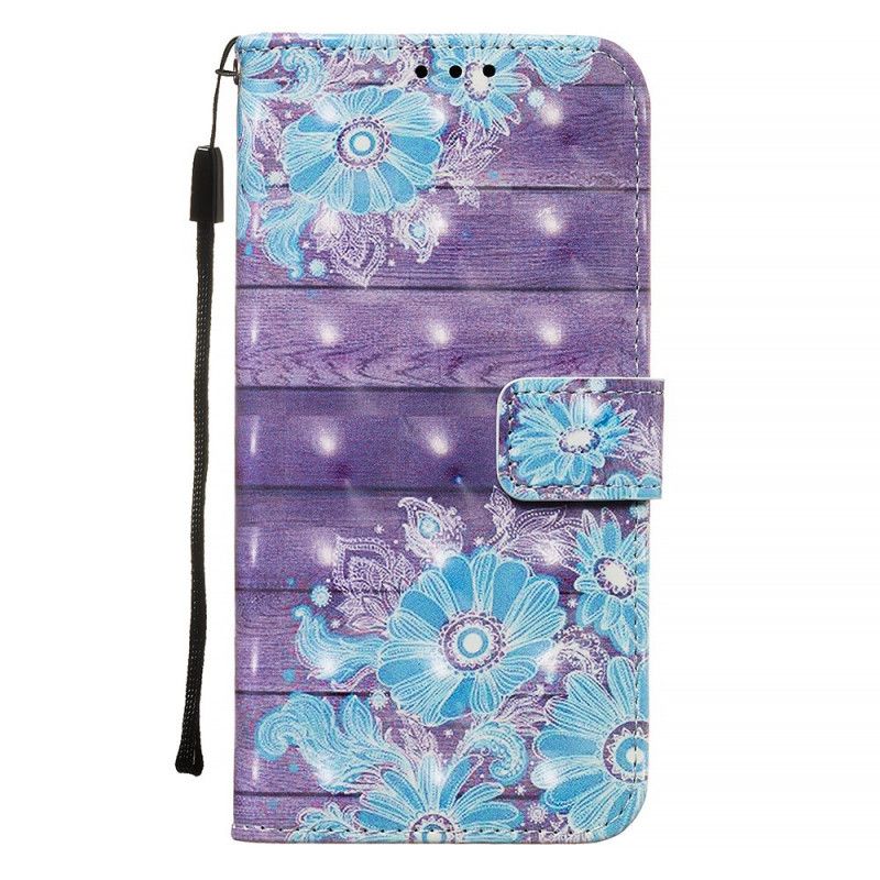 Leren Hoesje Samsung Galaxy A71 Blauwe Bloemen