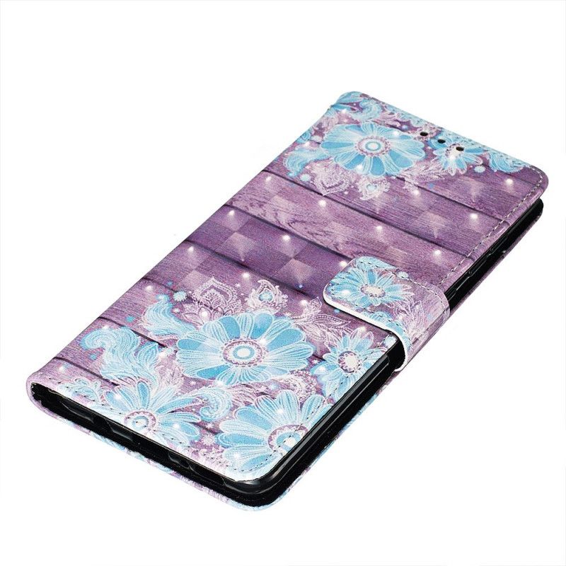 Leren Hoesje Samsung Galaxy A71 Blauwe Bloemen