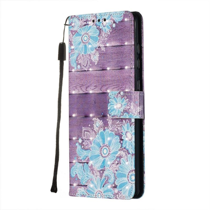 Leren Hoesje Samsung Galaxy A71 Blauwe Bloemen