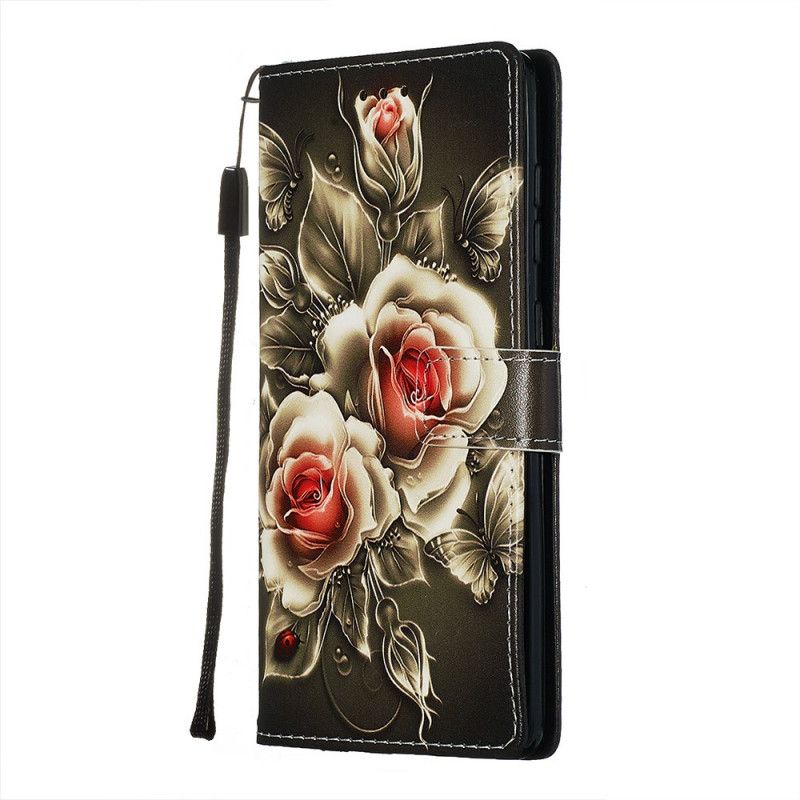 Leren Hoesje Samsung Galaxy A71 Gouden Rozen