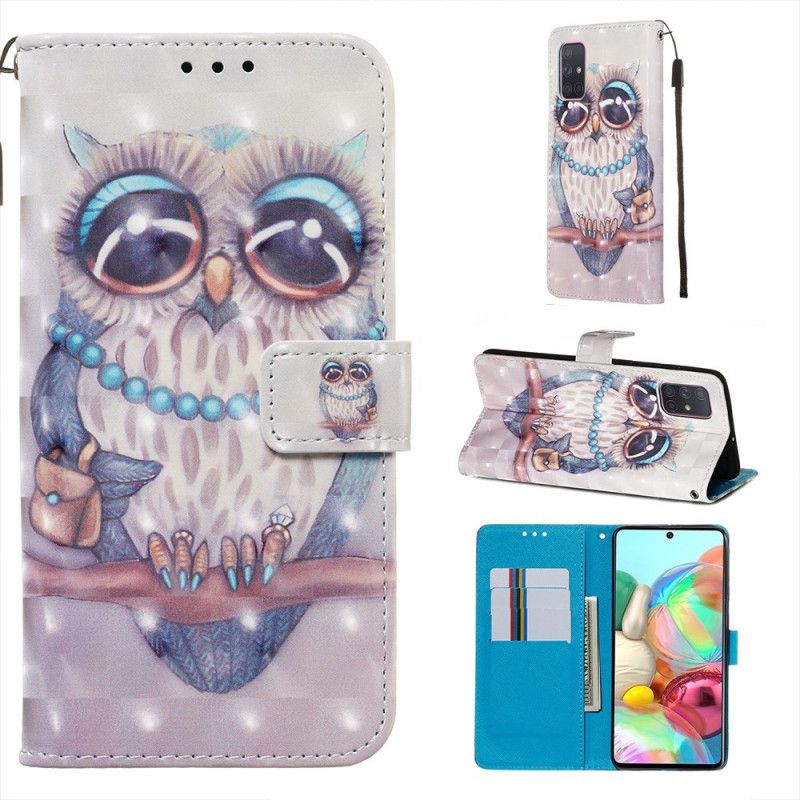 Leren Hoesje Samsung Galaxy A71 Juffrouw Uil