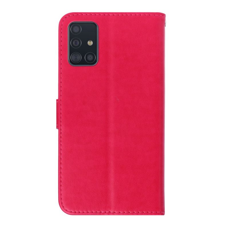 Leren Hoesje Samsung Galaxy A71 Paars Rood Vlinderhanger