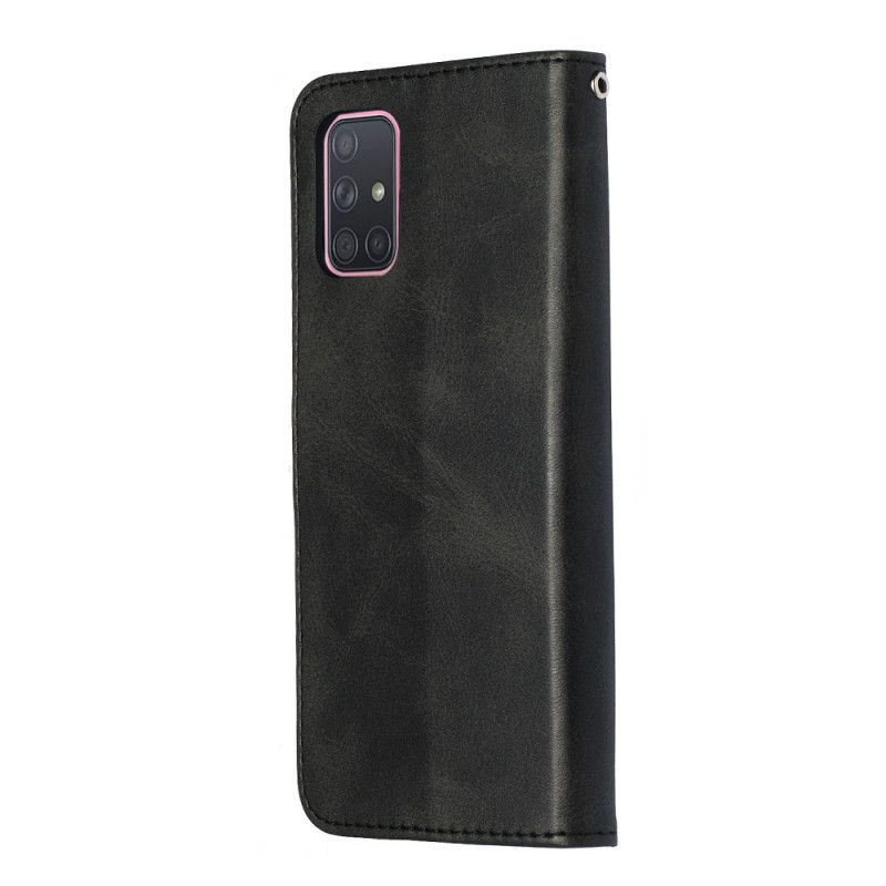 Leren Hoesje Samsung Galaxy A71 Rood Zwart Telefoonhoesje Vintage Portemonnee