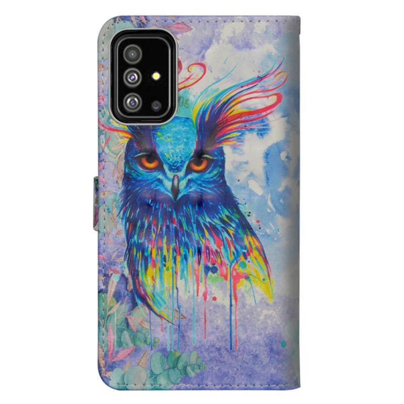 Leren Hoesje Samsung Galaxy A71 Telefoonhoesje Aquarel Vogel