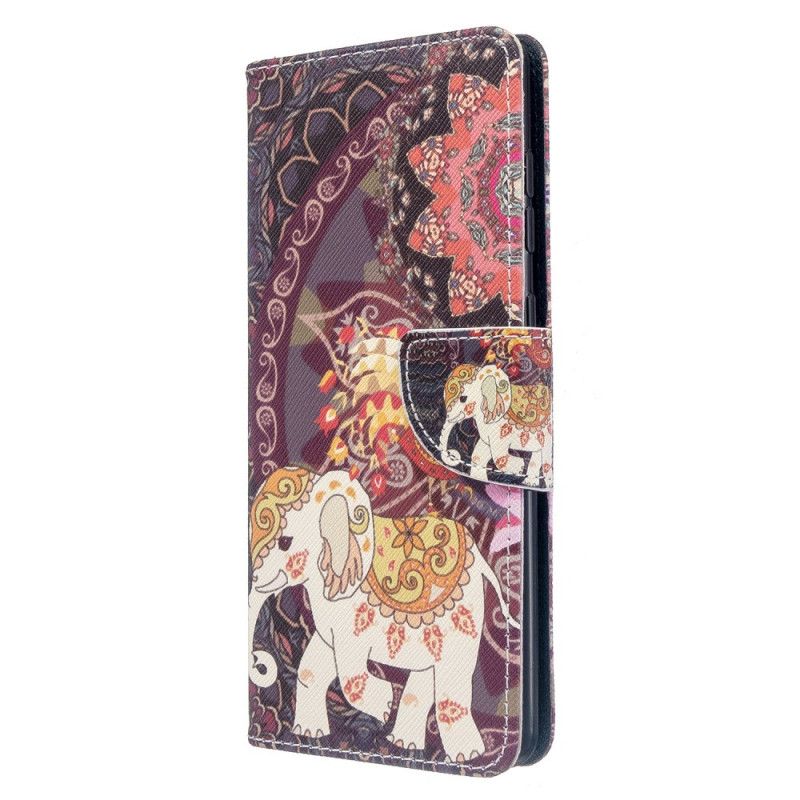 Leren Hoesje Samsung Galaxy A71 Telefoonhoesje Indische Olifant