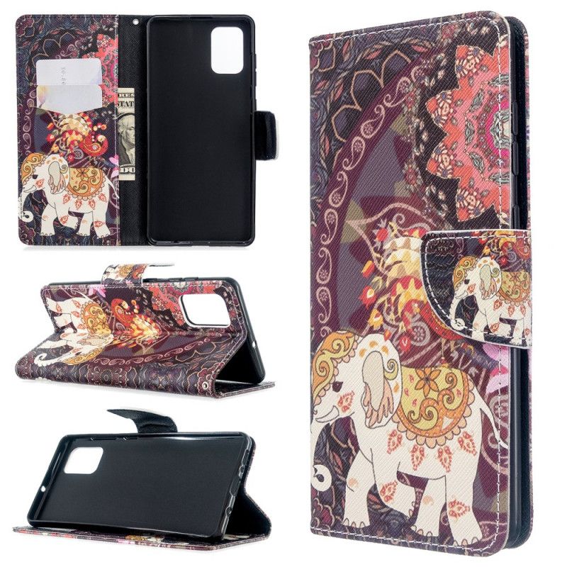 Leren Hoesje Samsung Galaxy A71 Telefoonhoesje Indische Olifant