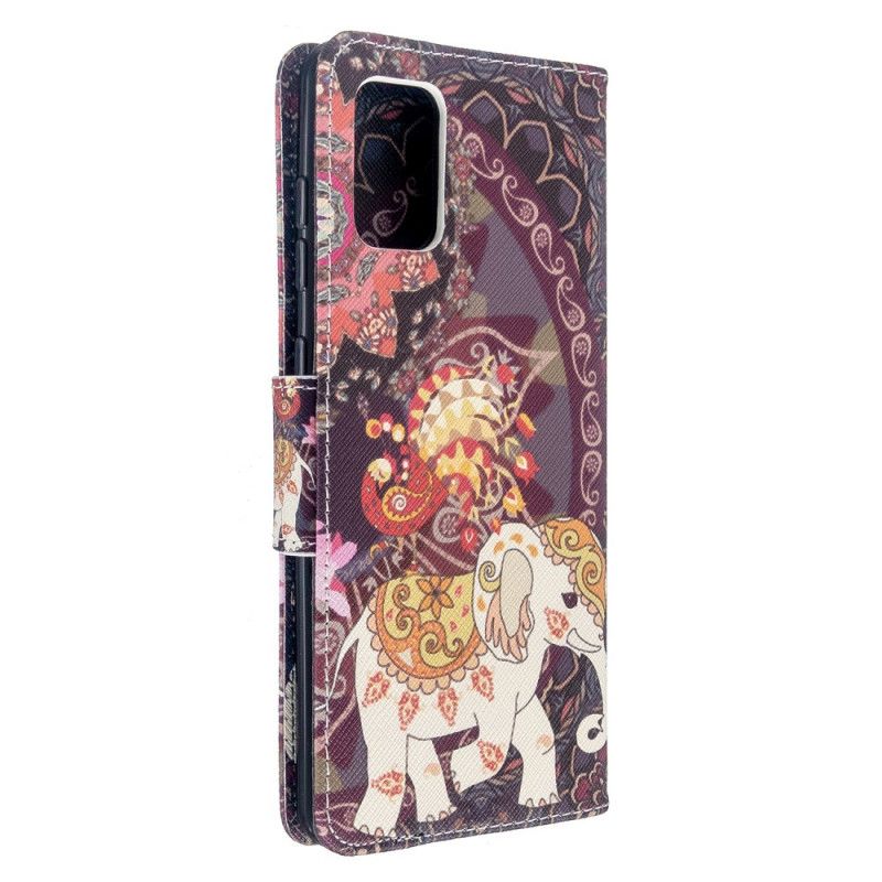 Leren Hoesje Samsung Galaxy A71 Telefoonhoesje Indische Olifant